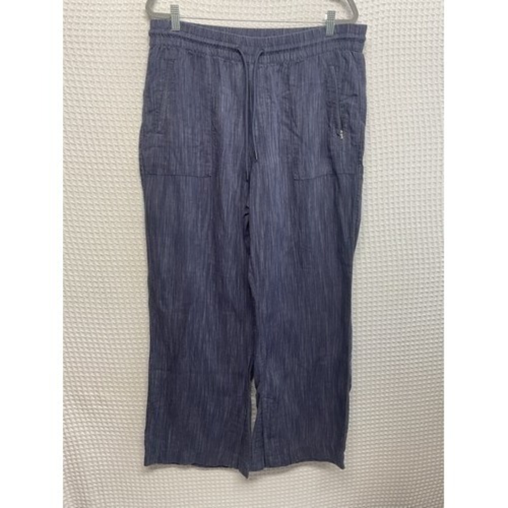 NWOT Athleta Cabo Blue Rain Dance Textured Wide Leg Pant Women Large Indonesia